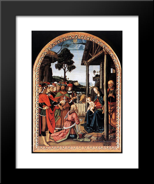 Moses'S Journey Into Egypt And The Circumcision Of His Son Eliezer (Detail) 20x24 Black Modern Wood Framed Art Print Poster by Perugino, Pietro