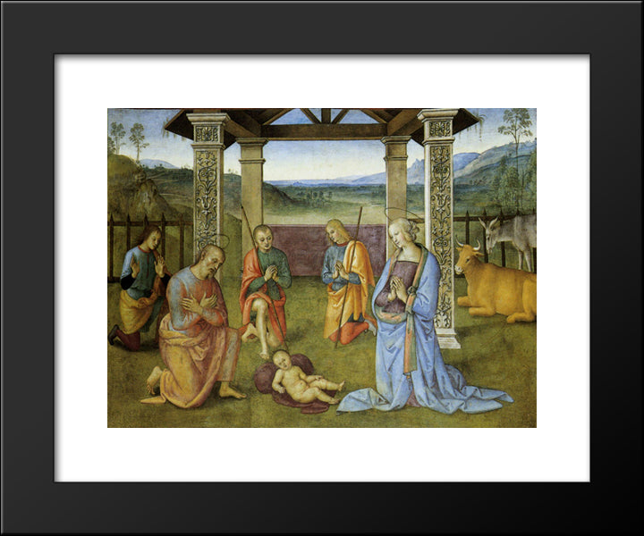 Nativity  20x24 Black Modern Wood Framed Art Print Poster by Perugino, Pietro
