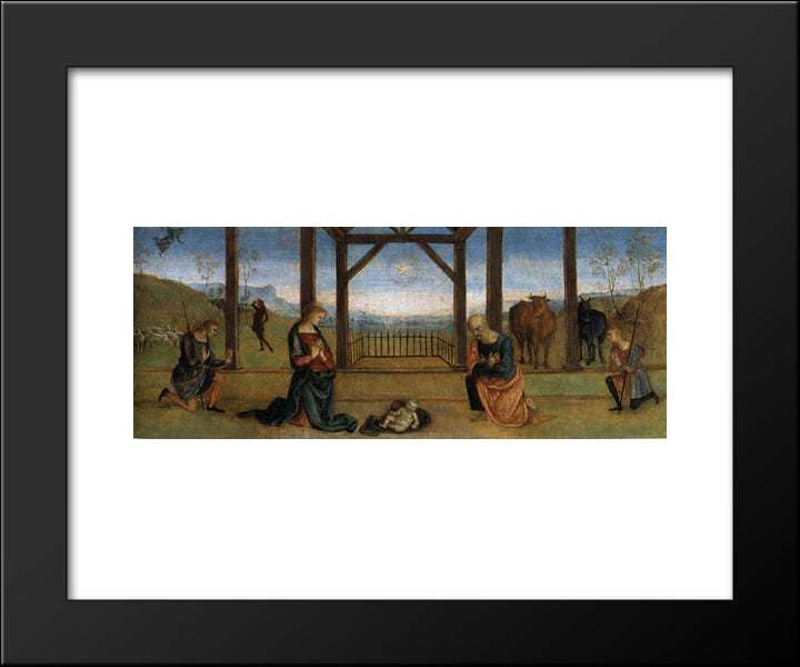 Pala Di Corciano (Nativity) 20x24 Black Modern Wood Framed Art Print Poster by Perugino, Pietro