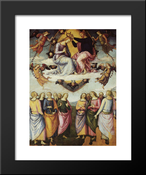 Pala Di San Francesco Al Monte (The Coronation Of The Virgin) 20x24 Black Modern Wood Framed Art Print Poster by Perugino, Pietro