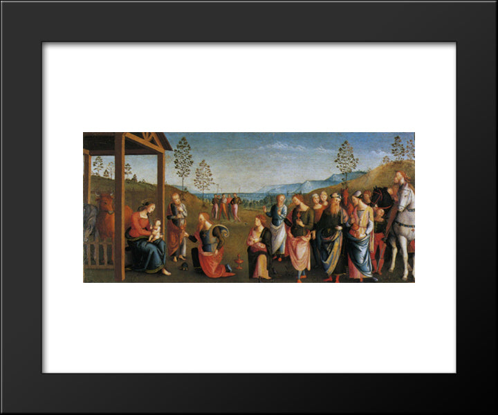 Pala Di Sant Agostino (Adoration Of The Magi) 20x24 Black Modern Wood Framed Art Print Poster by Perugino, Pietro