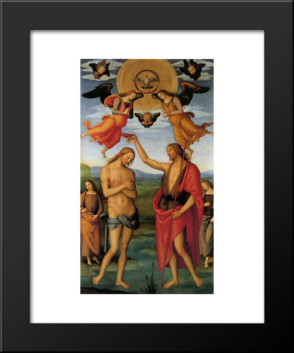Pala Di Sant Agostino (Baptism Of Christ) 20x24 Black Modern Wood Framed Art Print Poster by Perugino, Pietro