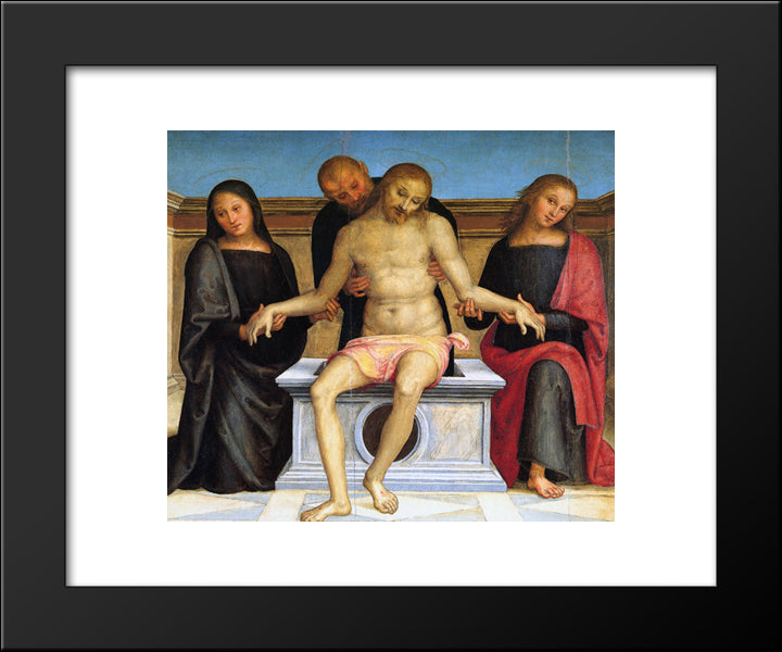 Pala Di Sant Agostino (Pieta) 20x24 Black Modern Wood Framed Art Print Poster by Perugino, Pietro
