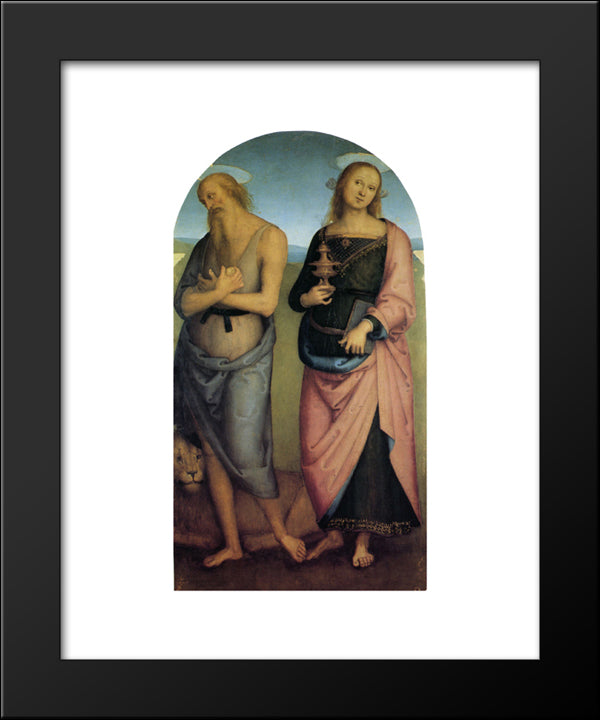 Pala Di Sant Agostino (St. Jerome And Santa Maria Magdalena) 20x24 Black Modern Wood Framed Art Print Poster by Perugino, Pietro