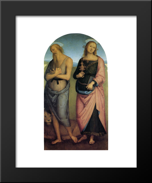 Pala Di Sant Agostino (St. Jerome And Santa Maria Magdalena) 20x24 Black Modern Wood Framed Art Print Poster by Perugino, Pietro