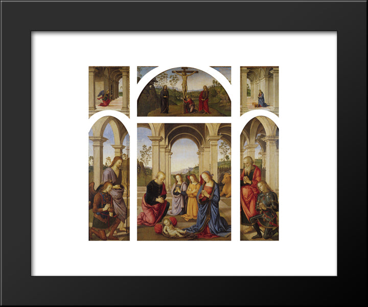 Polyptych Albani Torlonia 20x24 Black Modern Wood Framed Art Print Poster by Perugino, Pietro