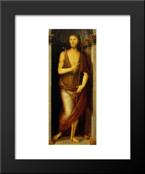 Polyptych Annunziata (John The Baptist) 20x24 Black Modern Wood Framed Art Print Poster by Perugino, Pietro