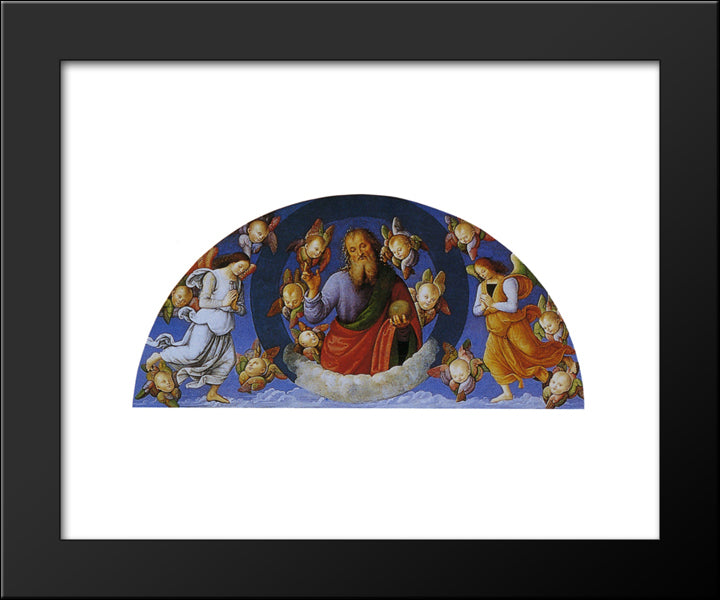 Polyptych Of St. Peter (Eternal Blessing With Cherubs And Angels) 20x24 Black Modern Wood Framed Art Print Poster by Perugino, Pietro