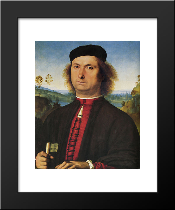 Portrait Of Francesco Delle Opere 20x24 Black Modern Wood Framed Art Print Poster by Perugino, Pietro
