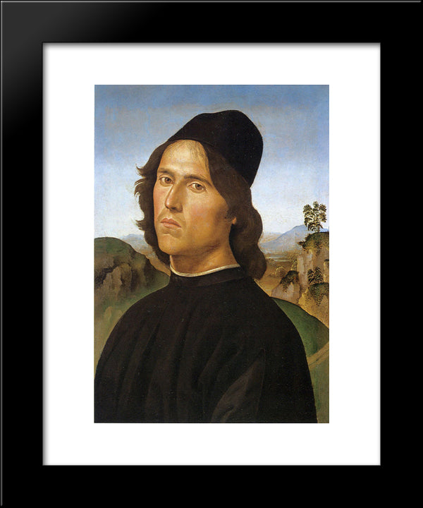Portrait Of Lorenzo Di Credi 20x24 Black Modern Wood Framed Art Print Poster by Perugino, Pietro