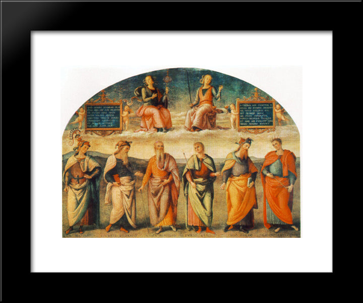Prudence And Justice With Six Antique Wisemen 20x24 Black Modern Wood Framed Art Print Poster by Perugino, Pietro