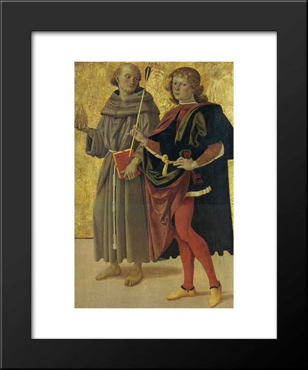 St. Anthony Of Padua And St. Sebastian 20x24 Black Modern Wood Framed Art Print Poster by Perugino, Pietro