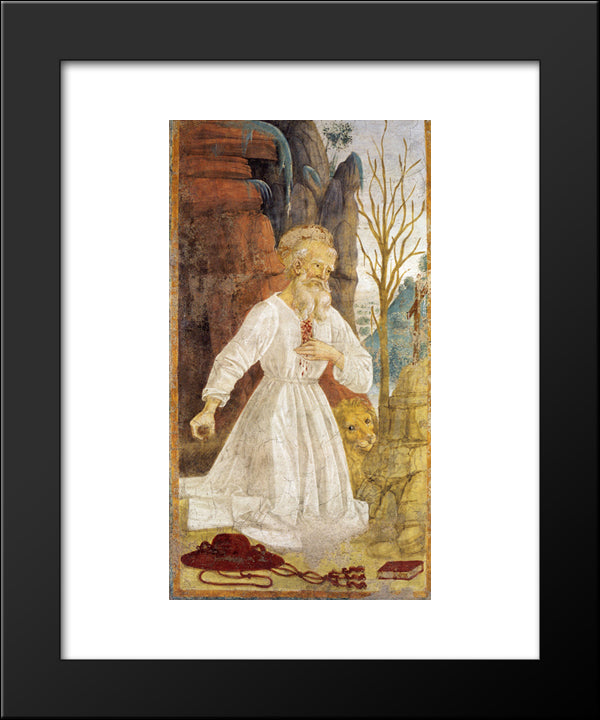 St. Jerome Penitence 20x24 Black Modern Wood Framed Art Print Poster by Perugino, Pietro