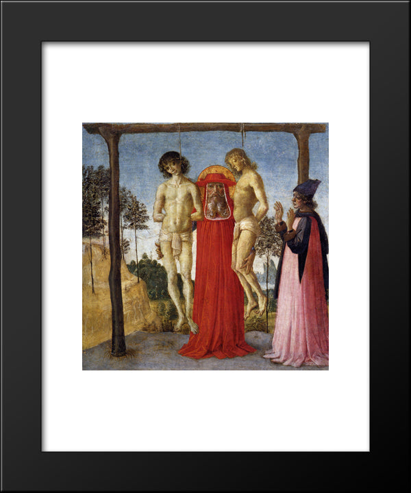 St. Jerome Who Attends Two Unfairly Hanged 20x24 Black Modern Wood Framed Art Print Poster by Perugino, Pietro