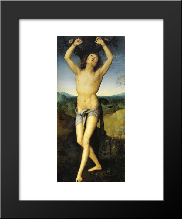 St. Sebastian 20x24 Black Modern Wood Framed Art Print Poster by Perugino, Pietro