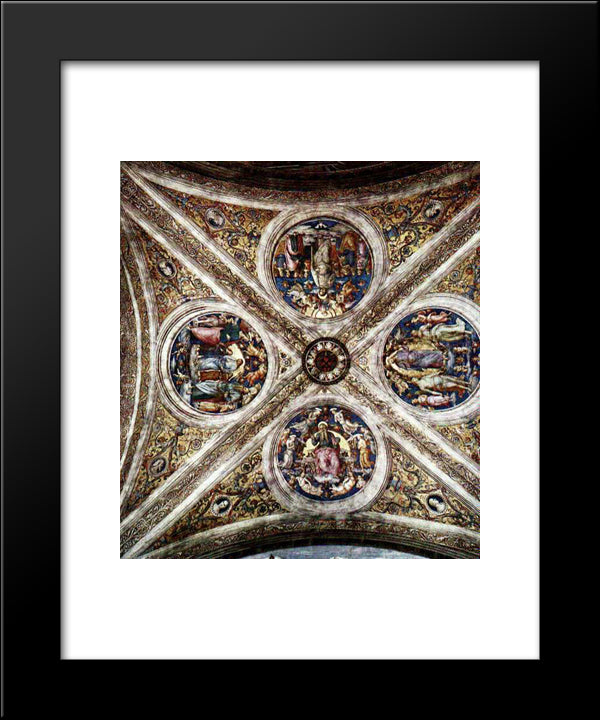 The Ceiling With Four Medallions 20x24 Black Modern Wood Framed Art Print Poster by Perugino, Pietro