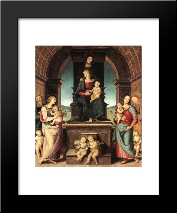 The Family Of The Madonna 20x24 Black Modern Wood Framed Art Print Poster by Perugino, Pietro