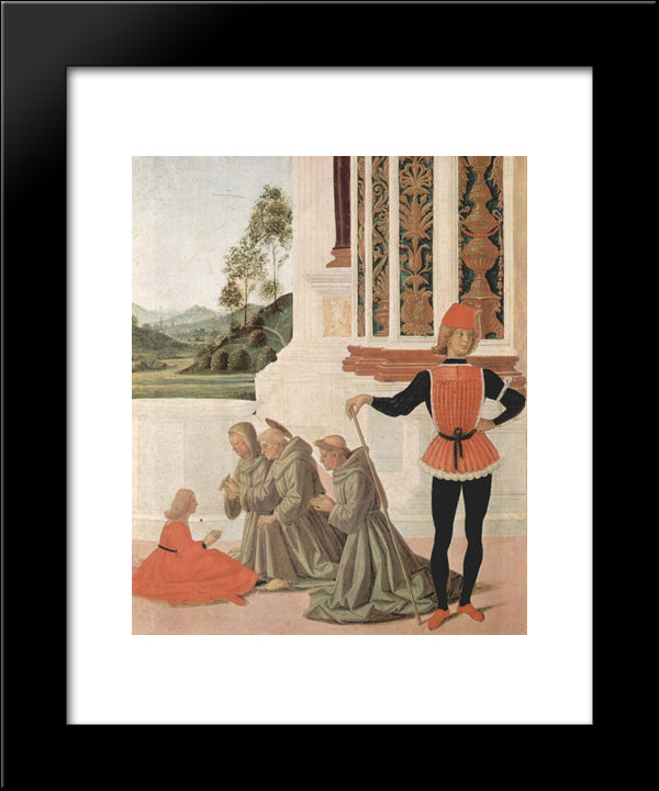 The Miracles Of San Bernardino. The Healing Of A Young (Detail) 20x24 Black Modern Wood Framed Art Print Poster by Perugino, Pietro