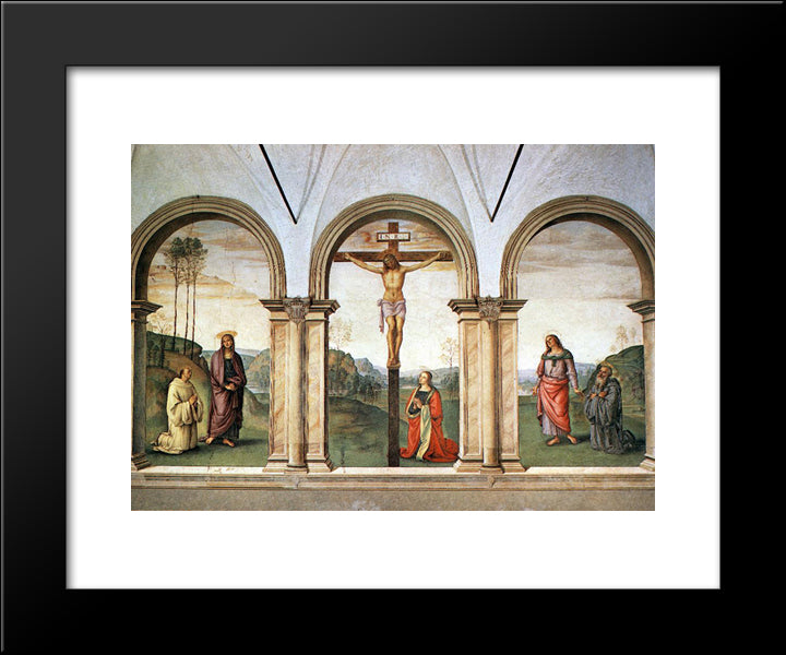 The Pazzi Crucifixion 20x24 Black Modern Wood Framed Art Print Poster by Perugino, Pietro