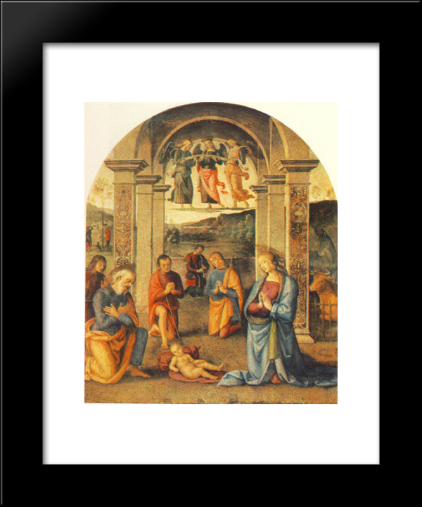 The Presepio 20x24 Black Modern Wood Framed Art Print Poster by Perugino, Pietro