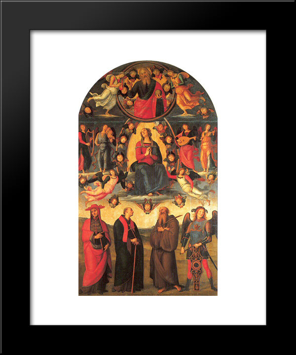The Virgin Enthroned, With Angels And Saints, Vallombrosa Alterpiece 20x24 Black Modern Wood Framed Art Print Poster by Perugino, Pietro