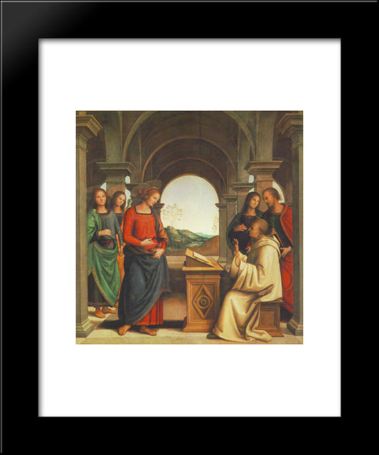 The Vision Of St. Bernard 20x24 Black Modern Wood Framed Art Print Poster by Perugino, Pietro
