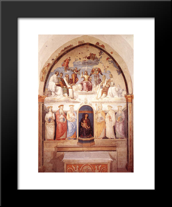 Trinity And Six Saints 20x24 Black Modern Wood Framed Art Print Poster by Perugino, Pietro