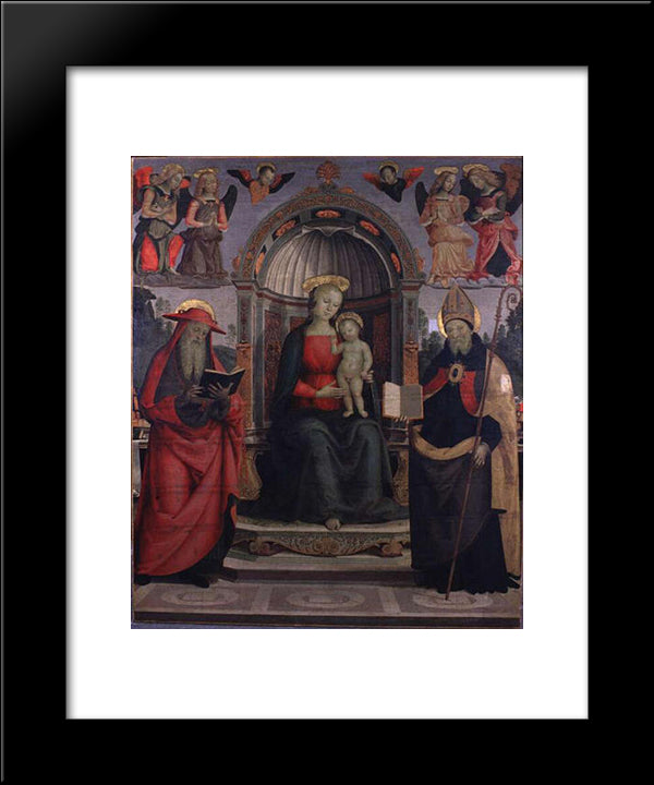 Virgin And St. Jerome And St.Augustine 20x24 Black Modern Wood Framed Art Print Poster by Perugino, Pietro