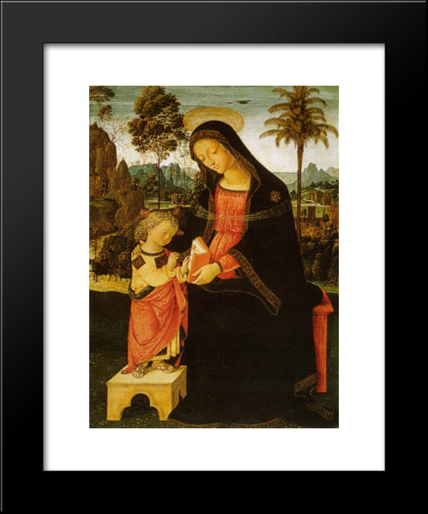 Madonna With Writing Child 20x24 Black Modern Wood Framed Art Print Poster by Pinturicchio