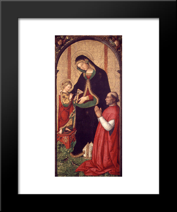 Madonna With Writing Child And Bishop 20x24 Black Modern Wood Framed Art Print Poster by Pinturicchio