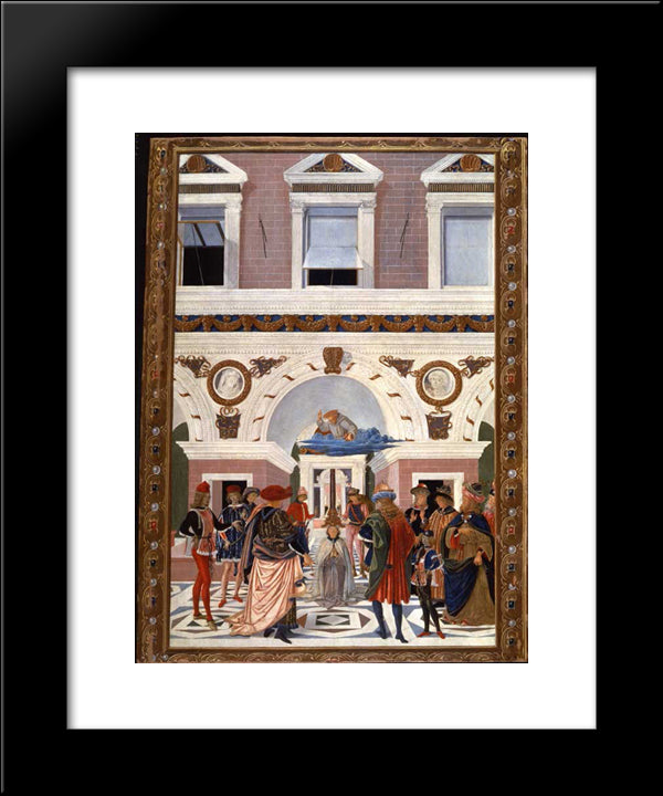 Painting Cycle For The Miracles Of St. Bernard, Scene Healing The Blind And Deaf Riccardo Micuzio Dall 'Aquila 20x24 Black Modern Wood Framed Art Print Poster by Pinturicchio