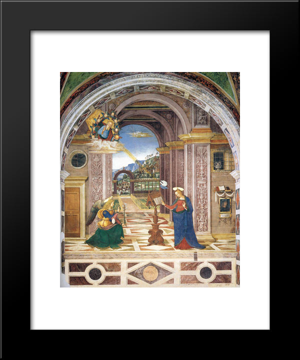 The Annunciation 20x24 Black Modern Wood Framed Art Print Poster by Pinturicchio