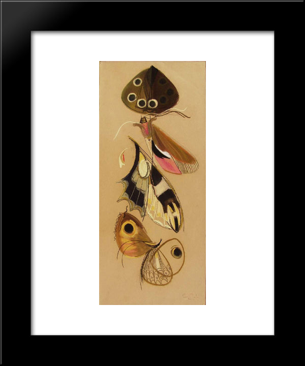 Butterflies 20x24 Black Modern Wood Framed Art Print Poster by Szanto, Piroska