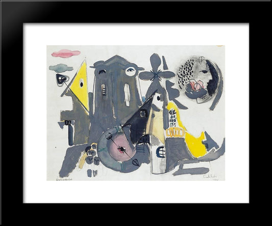 Clock In Szentendre 20x24 Black Modern Wood Framed Art Print Poster by Szanto, Piroska