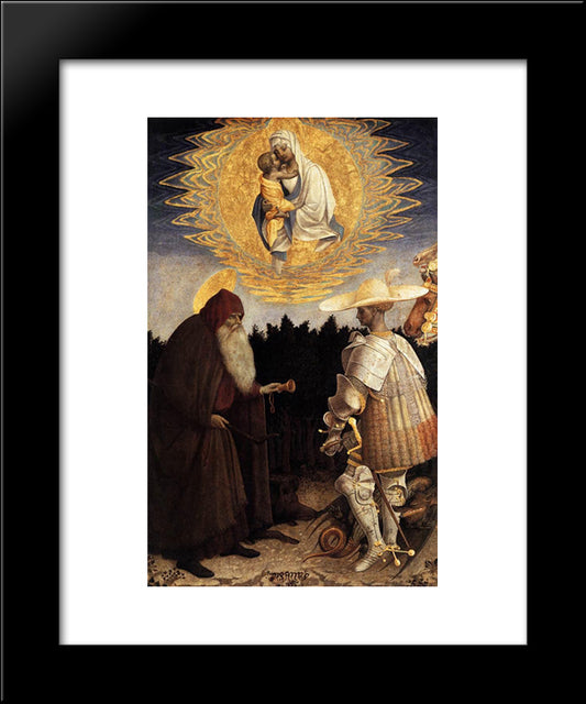 Apparition Of The Virgin To Sts Anthony Abbot And George 20x24 Black Modern Wood Framed Art Print Poster by Pisanello