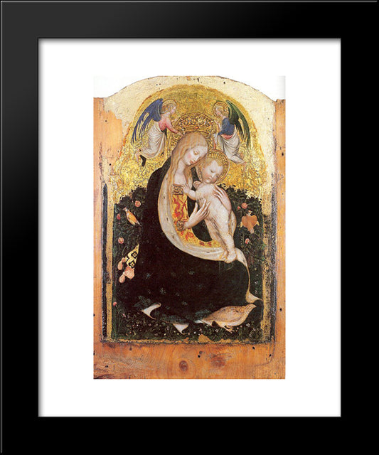 Madonna And Quail 20x24 Black Modern Wood Framed Art Print Poster by Pisanello