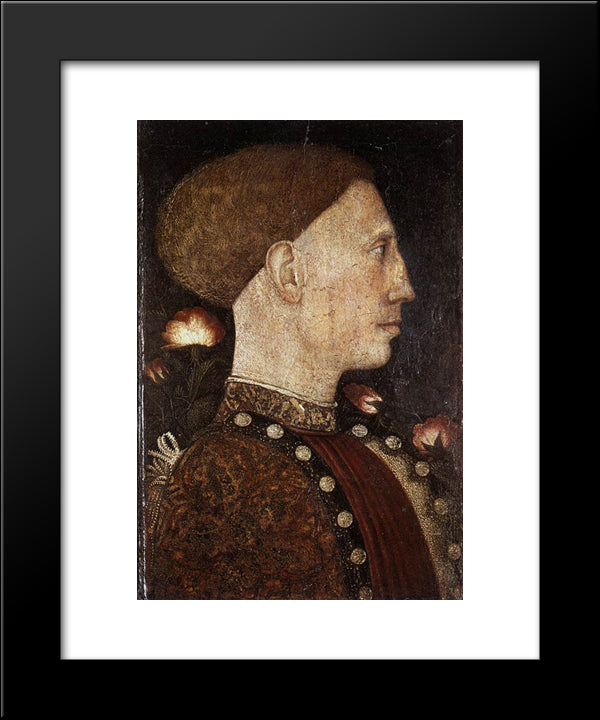 Portrait Of Leonillo D'Este 20x24 Black Modern Wood Framed Art Print Poster by Pisanello