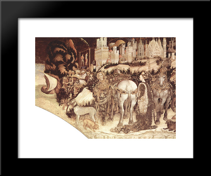 Saint George And The Princess (Detail) 20x24 Black Modern Wood Framed Art Print Poster by Pisanello