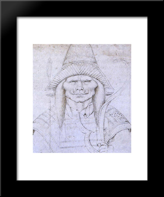 Study Of A Head 20x24 Black Modern Wood Framed Art Print Poster by Pisanello