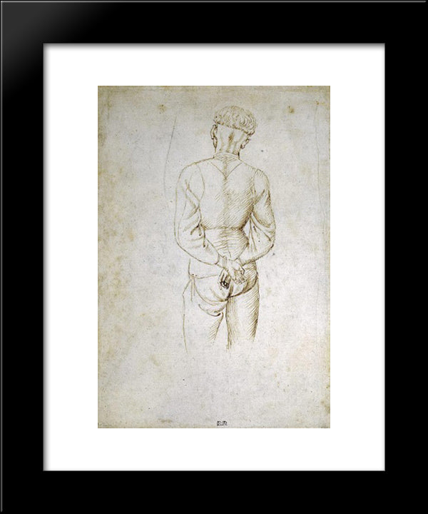 Study Of A Young Man With His Hands Tied Behind His Back 20x24 Black Modern Wood Framed Art Print Poster by Pisanello