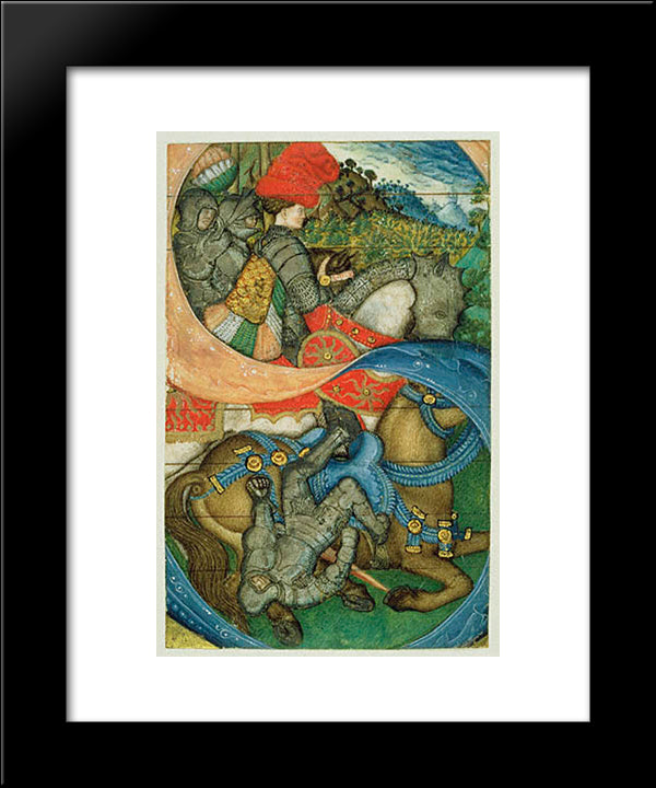 The Conversion Of St. Paul 20x24 Black Modern Wood Framed Art Print Poster by Pisanello