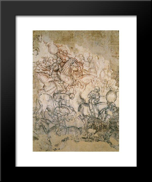 Tournament Battle 20x24 Black Modern Wood Framed Art Print Poster by Pisanello