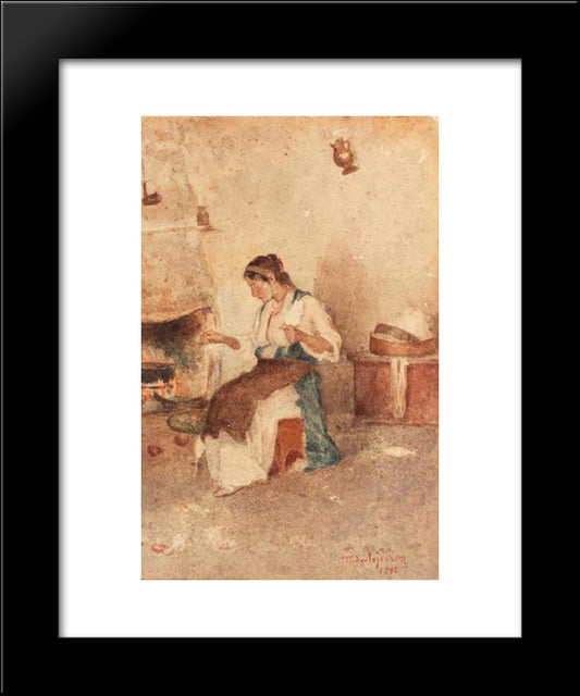 A Young Girl 20x24 Black Modern Wood Framed Art Print Poster by Lembesis, Polychronis