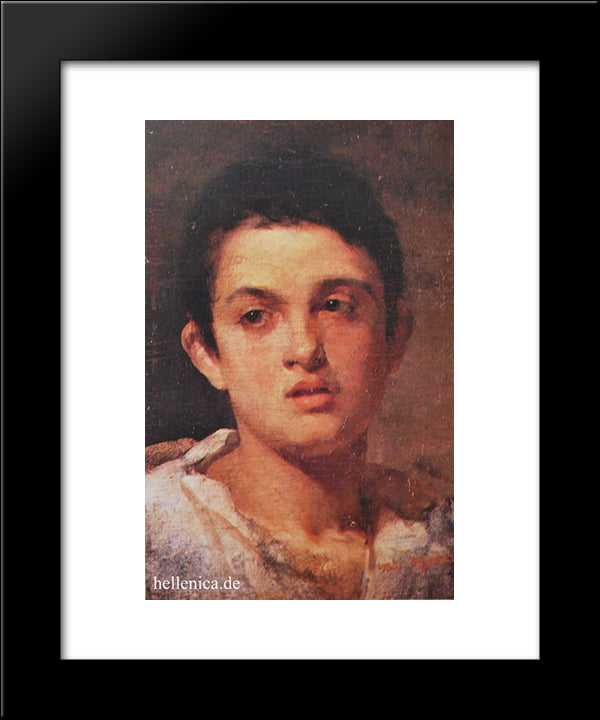 Portrait Of A Boy 20x24 Black Modern Wood Framed Art Print Poster by Lembesis, Polychronis