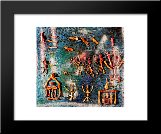 Composition With Bones 20x24 Black Modern Wood Framed Art Print Poster by Zeid, Princess Fahrelnissa