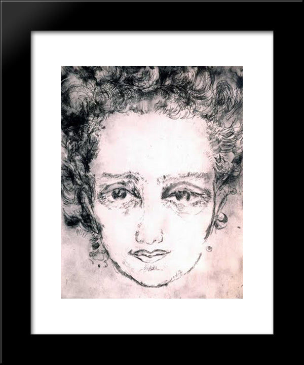 Self Portrait 20x24 Black Modern Wood Framed Art Print Poster by Zeid, Princess Fahrelnissa