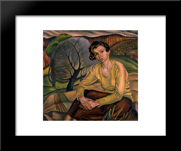 Girl In Yellow Sweater 20x24 Black Modern Wood Framed Art Print Poster by Heward, Prudence