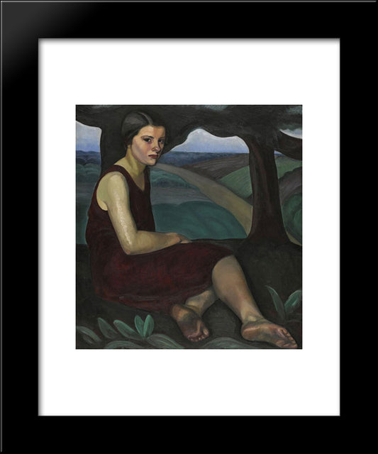 Girl On A Hill 20x24 Black Modern Wood Framed Art Print Poster by Heward, Prudence