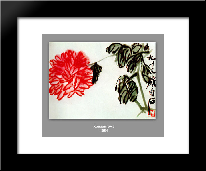 Chrysanthemum  20x24 Black Modern Wood Framed Art Print Poster by Qi Baishi