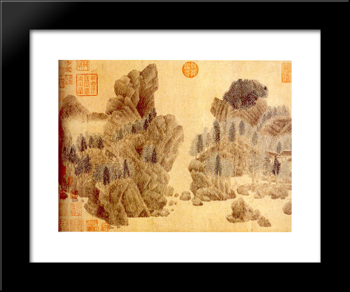 Dwelling In The Floating Jade Mountains 20x24 Black Modern Wood Framed Art Print Poster by Xuan, Qian